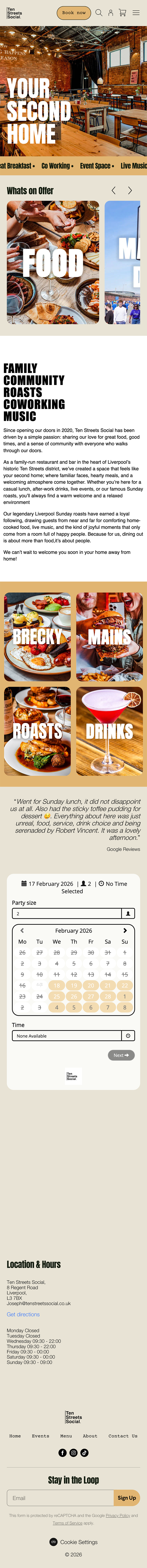 Restaurants & Cafes website example on mobile