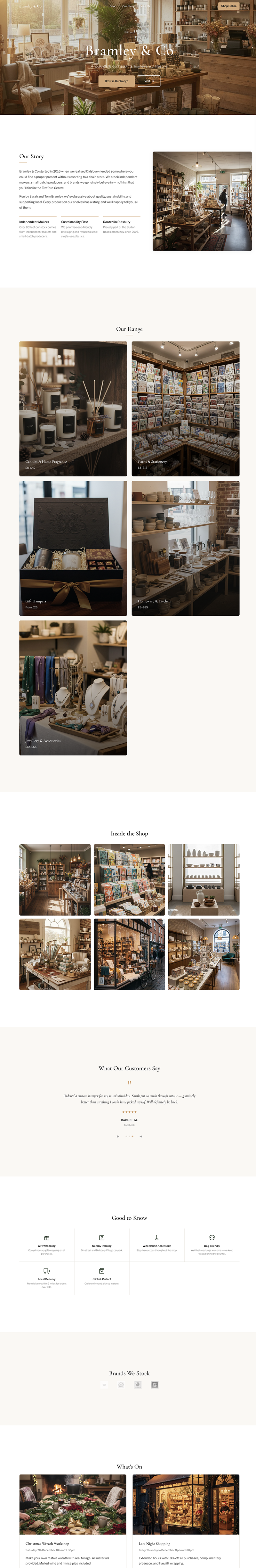 Retail & Shops website example on mobile